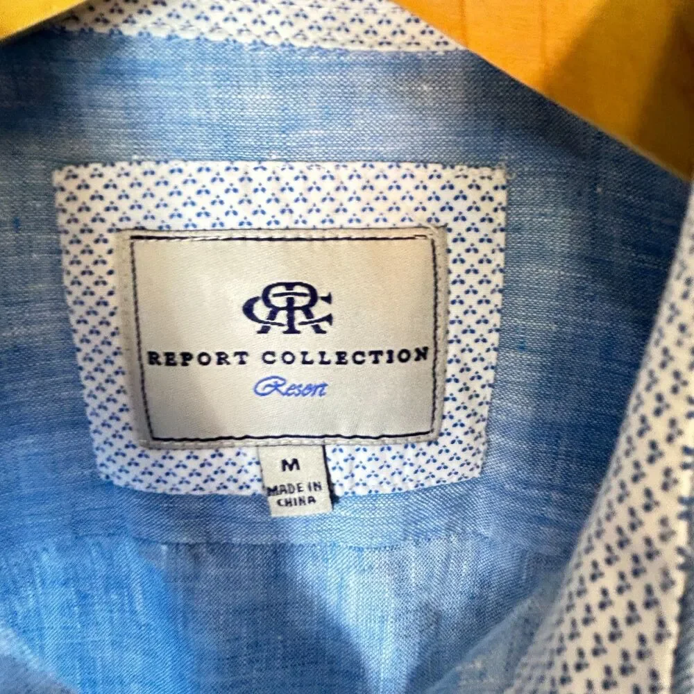 Banana Republic Men's Blue 100% Linen LS Button Front Shirt Size M